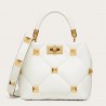 Valentino Small Roman Stud Top Handle Bag In White Nappa 375