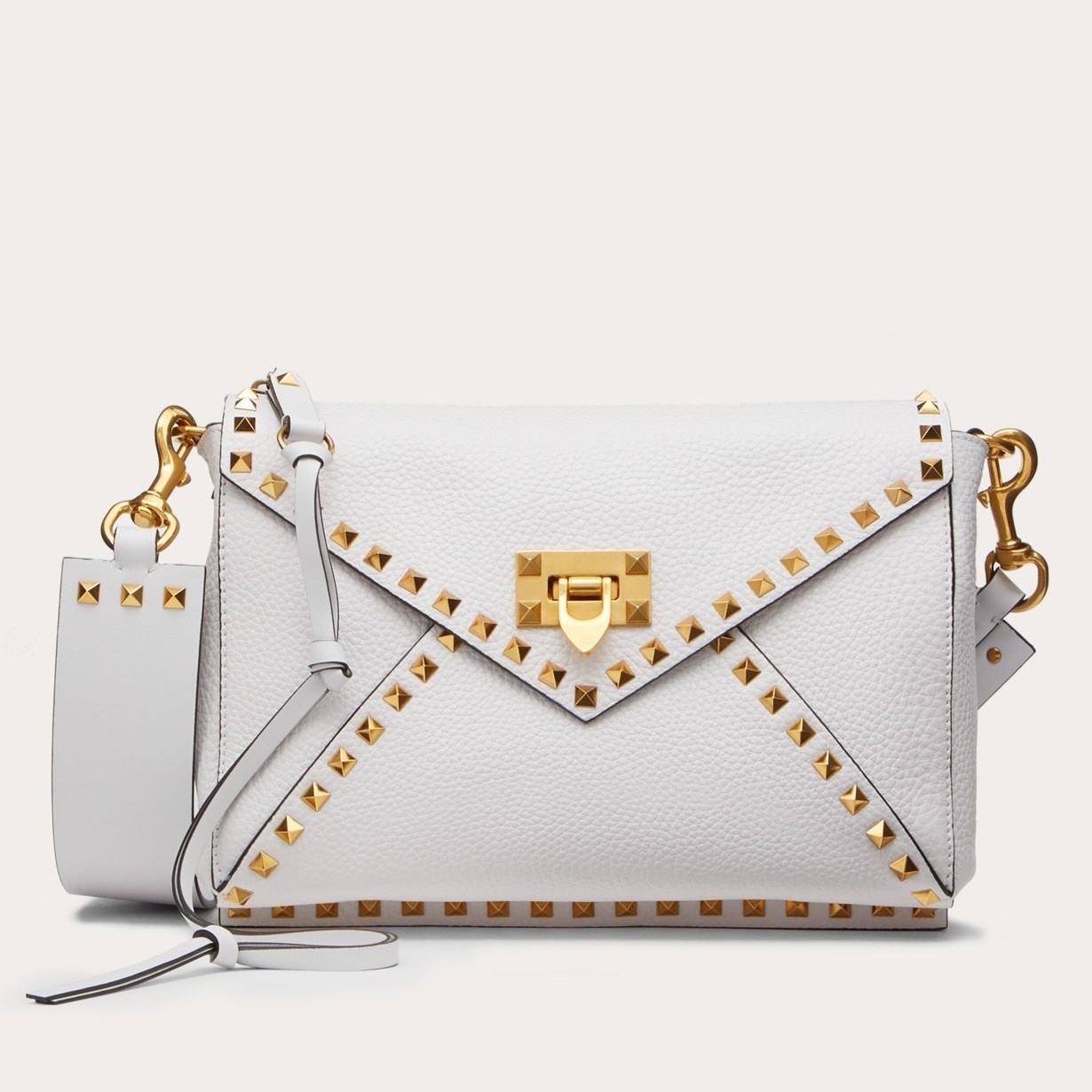 Valentino Rockstud Hype Bag In White Grained Calfskin 532