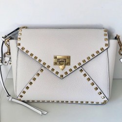 Valentino Rockstud Hype Bag In White Grained Calfskin 532