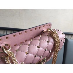 Valentino Rockstud Spike Small Bag In Poudre Lambskin 576