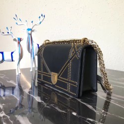 Dior Diorama Bag In Black Studded Lambskin 493