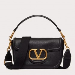 Valentino Alltime Shoulder Bag in Black Grained Leather 685
