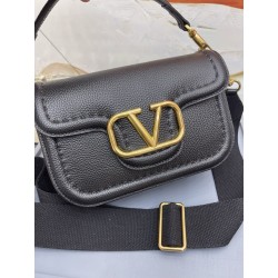 Valentino Alltime Shoulder Bag in Black Grained Leather 685