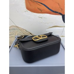 Valentino Alltime Shoulder Bag in Black Grained Leather 685