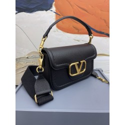 Valentino Alltime Shoulder Bag in Black Grained Leather 685