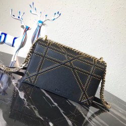 Dior Diorama Bag In Black Studded Lambskin 493