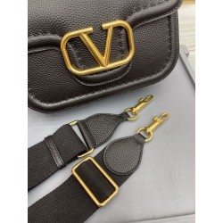 Valentino Alltime Shoulder Bag in Black Grained Leather 685