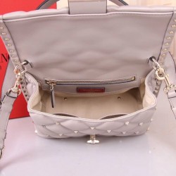 Valentino Light Grey Quilted Candystud Top Handle Bag 714