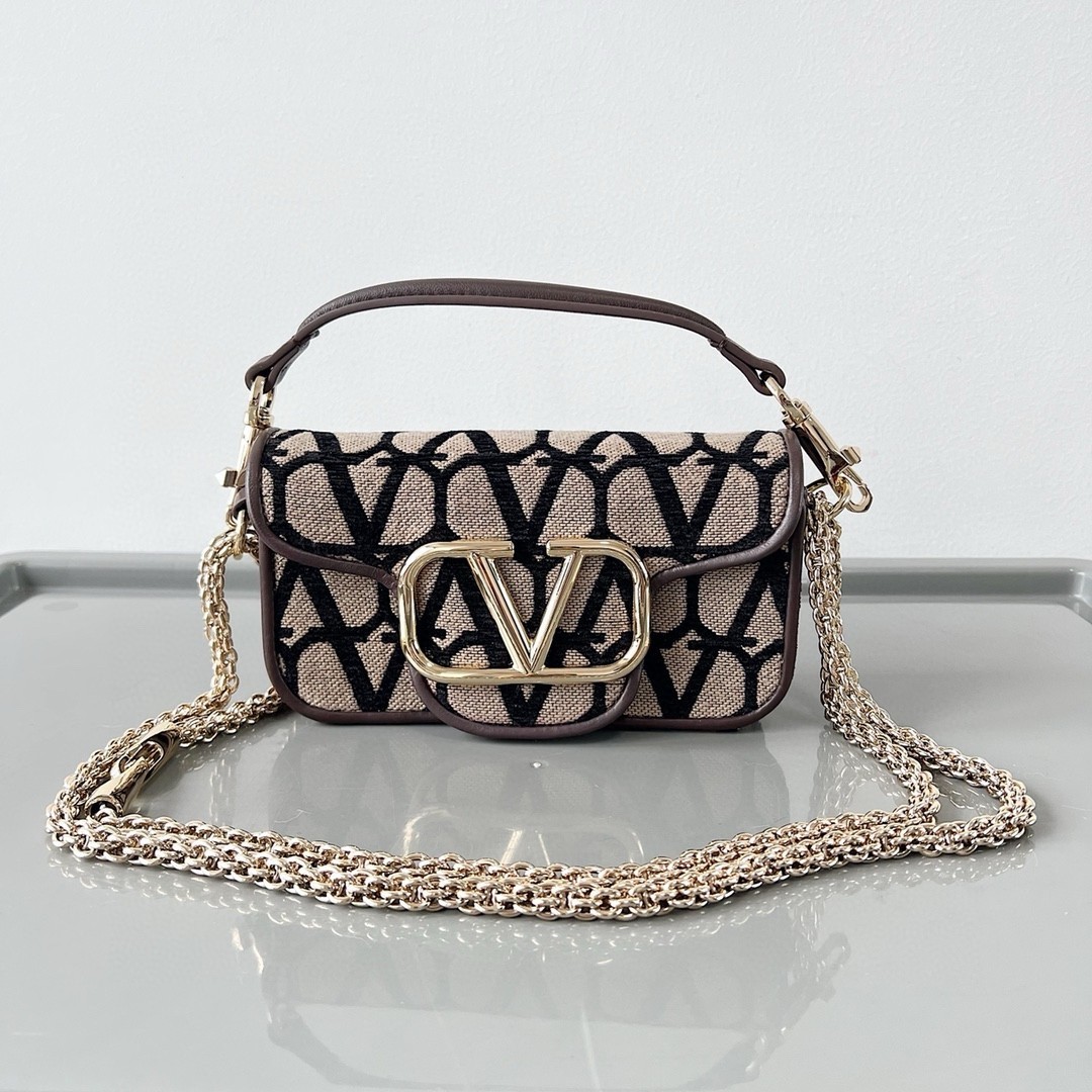 Valentino Small Loco Shoulder Bag in Black Toile Iconographe 774