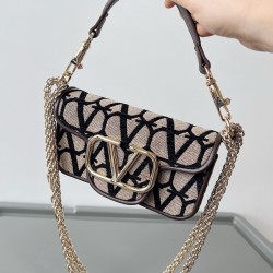 Valentino Small Loco Shoulder Bag in Black Toile Iconographe 774