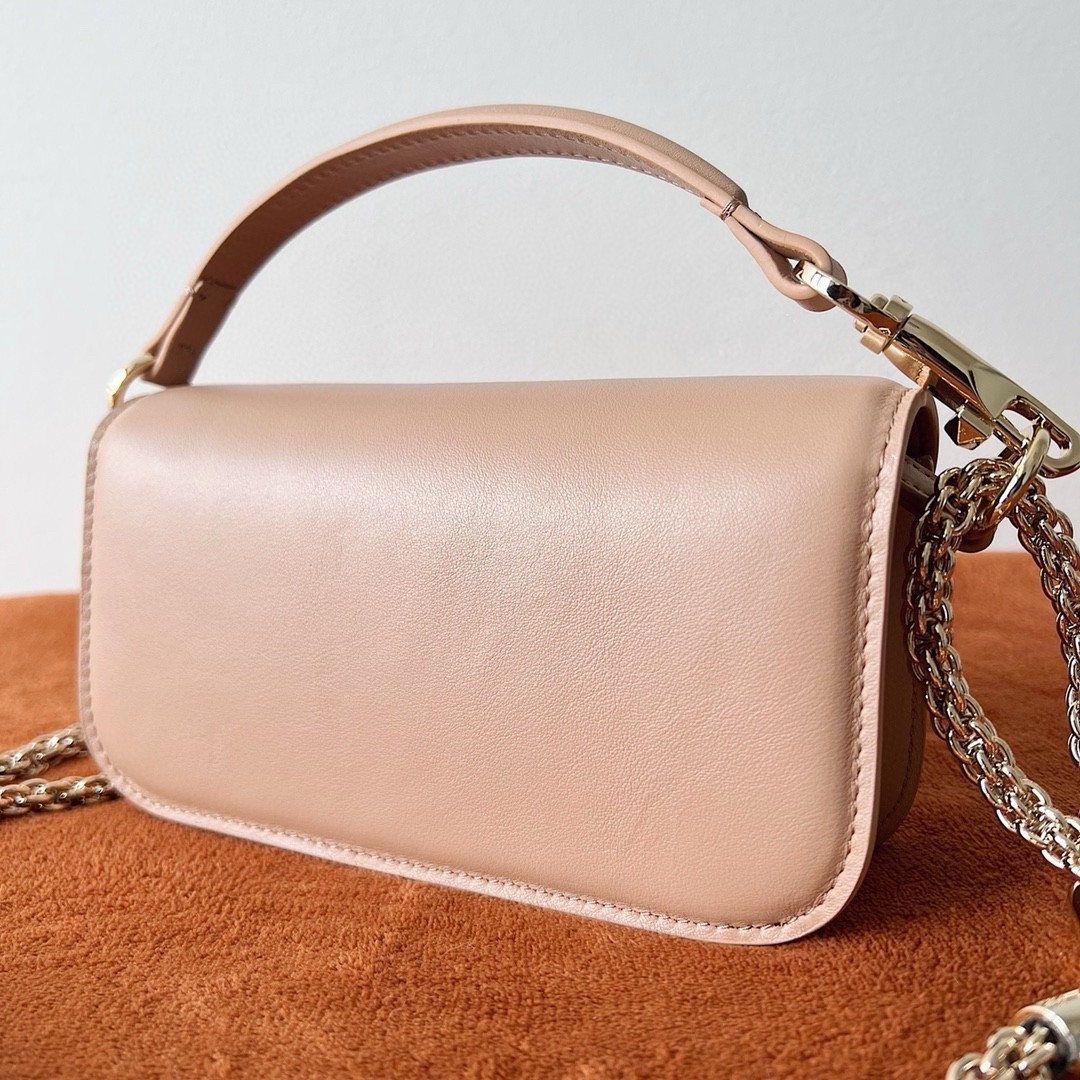 Valentino Small Loco Shoulder Bag in Powder Beige Leather 799