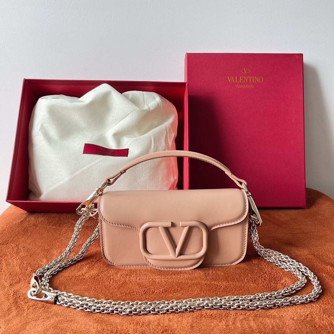 Valentino Small Loco Shoulder Bag in Powder Beige Leather 799