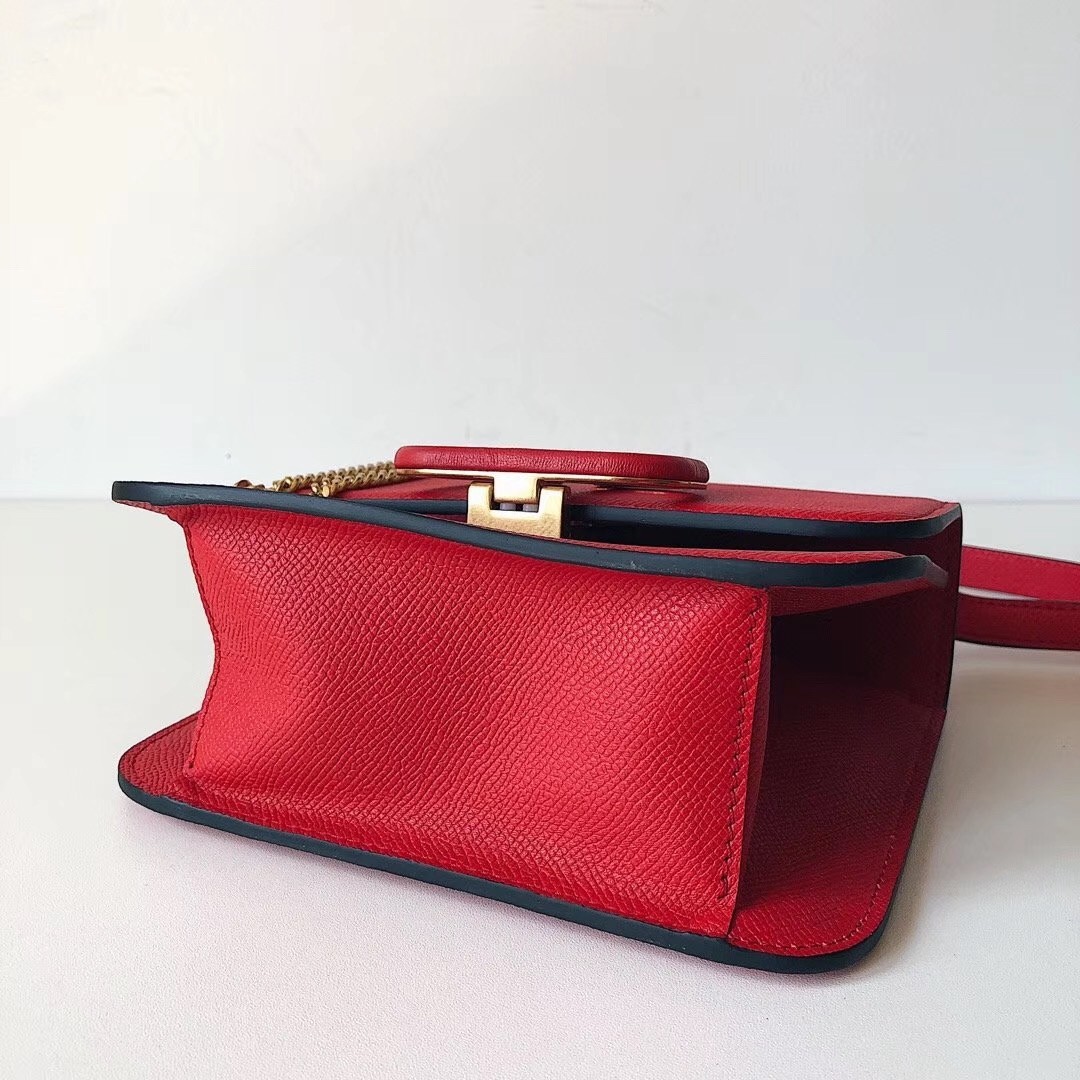 Valentino Small Vsling Shoulder Bag In Red Grainy Leather 841