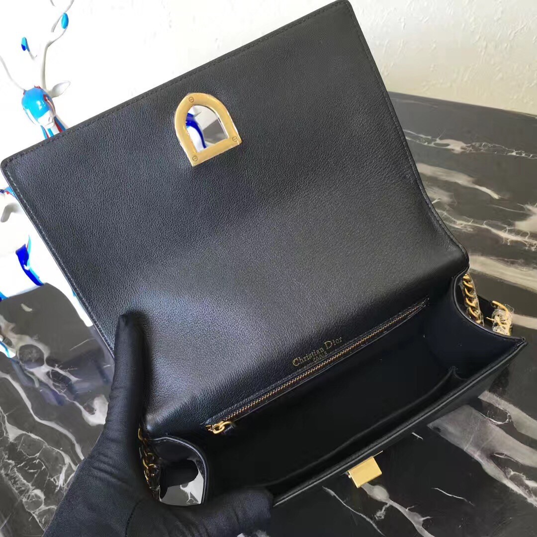 Dior Diorama Bag In Black Studded Lambskin 493