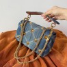 Valentino Roman Stud Medium Chain Bag In Denim 869