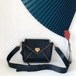 Valentino Rockstud Hype Bag In Black Grained Calfskin  962