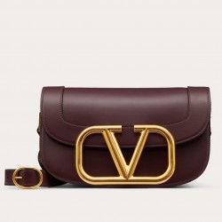 Valentino Supervee Crossbody Bag In Burgundy Leather 993