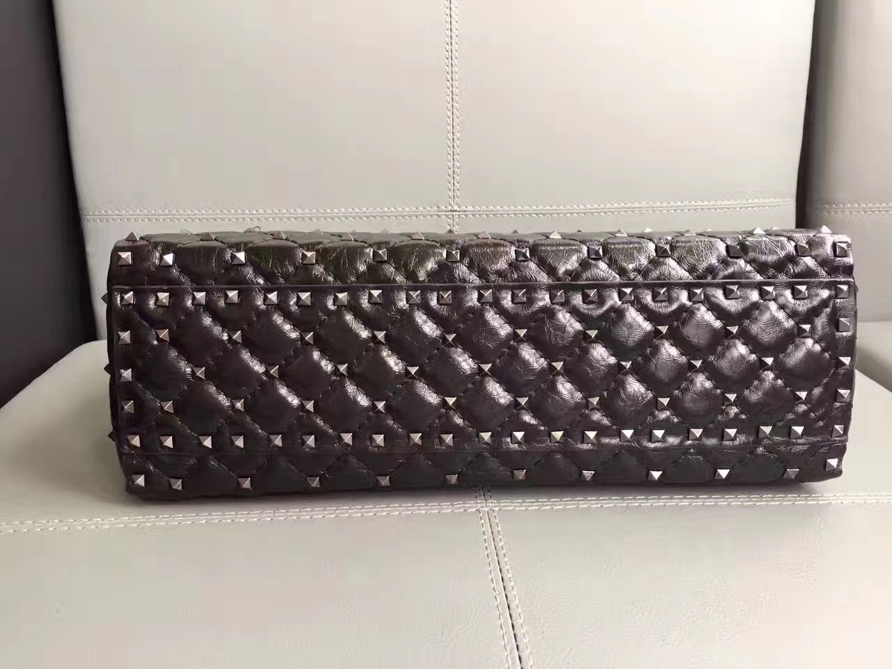 Valentino All Black Rockstud Spike Tote Bag 059