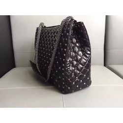 Valentino All Black Rockstud Spike Tote Bag 059