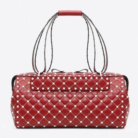 Valentino Garavani Red Free Rockstud Spike Duffle Bag 086