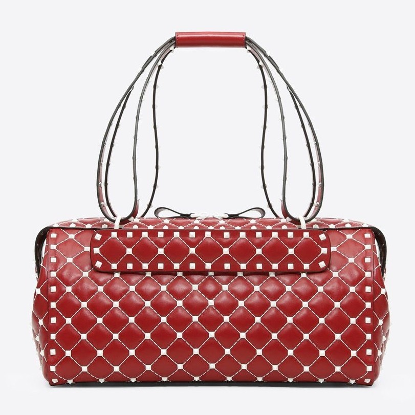 Valentino Garavani Red Free Rockstud Spike Duffle Bag 086