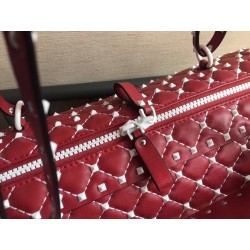 Valentino Garavani Red Free Rockstud Spike Duffle Bag 086