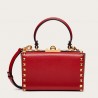 Valentino Rockstud Alcove Box Bag In Red Calfskin 955