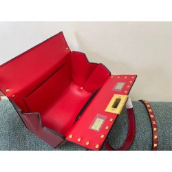 Valentino Rockstud Alcove Box Bag In Red Calfskin 955