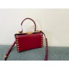 Valentino Rockstud Alcove Box Bag In Red Calfskin 955