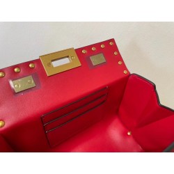 Valentino Rockstud Alcove Box Bag In Red Calfskin 955