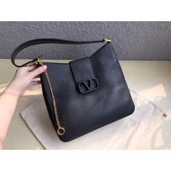 Valentino Vsling Hobo Bag In Black Grainy Calfskin  991