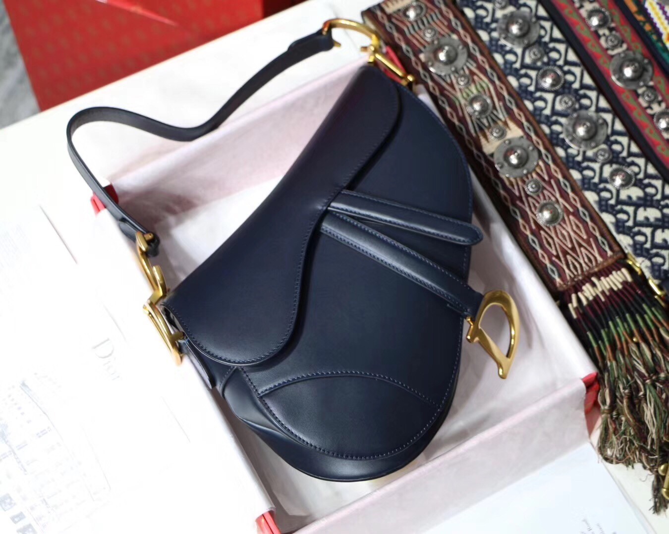 Dior Saddle Bag In Navy Blue Calfskin 685