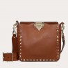 Valentino Mini Rockstud Hobo Bag In Brown Grained Leather 059