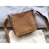 Valentino Mini Rockstud Hobo Bag In Brown Grained Leather 059