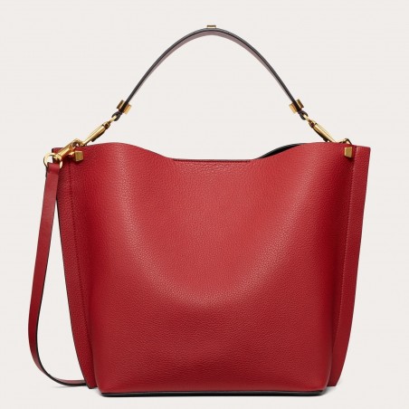 Valentino Escape Hobo Bag In Red Grained Calfskin 103