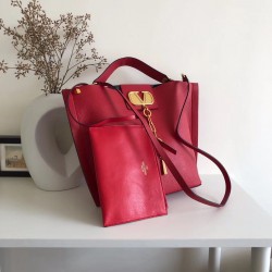 Valentino Escape Hobo Bag In Red Grained Calfskin 103