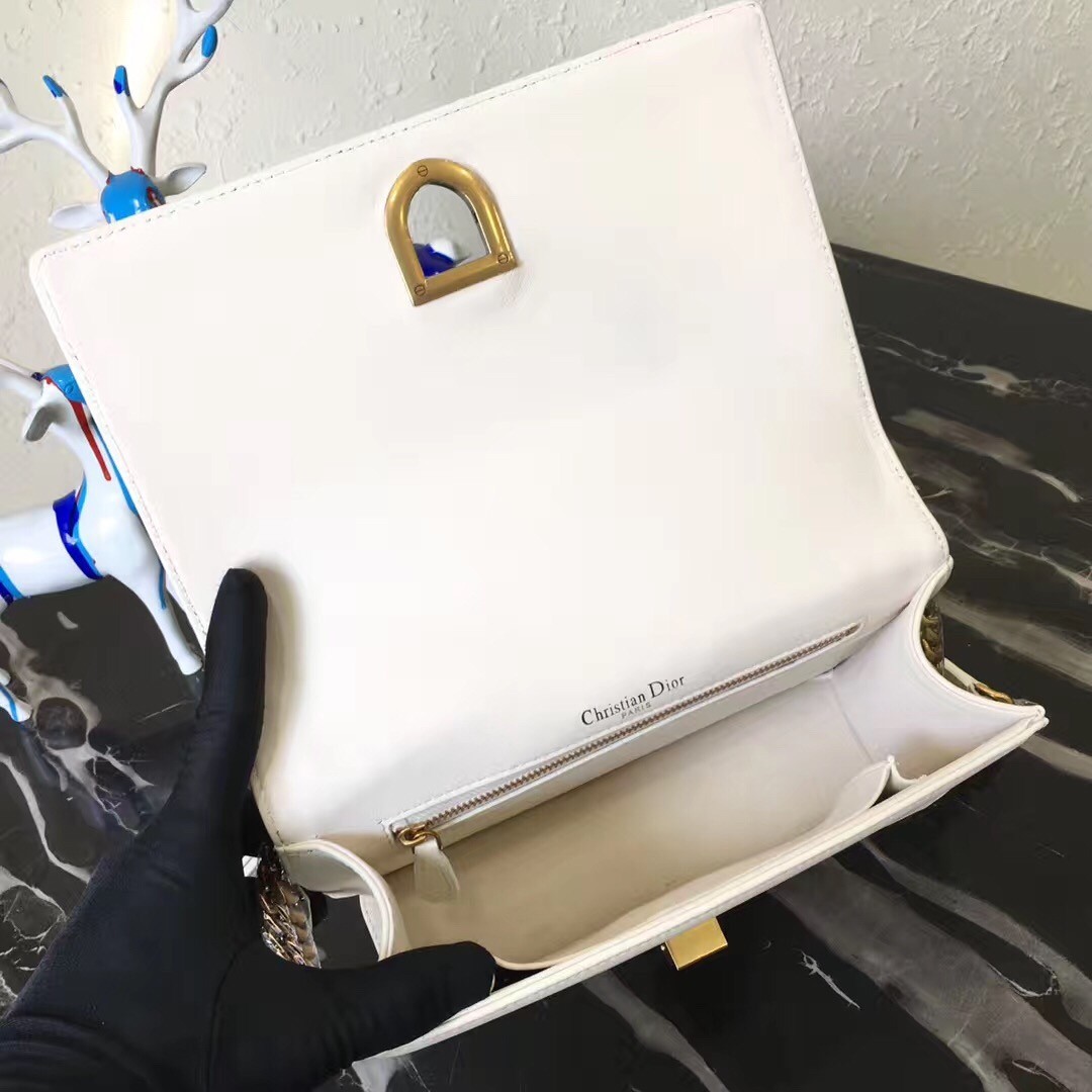 Dior Diorama Bag In White Studded Lambskin 888