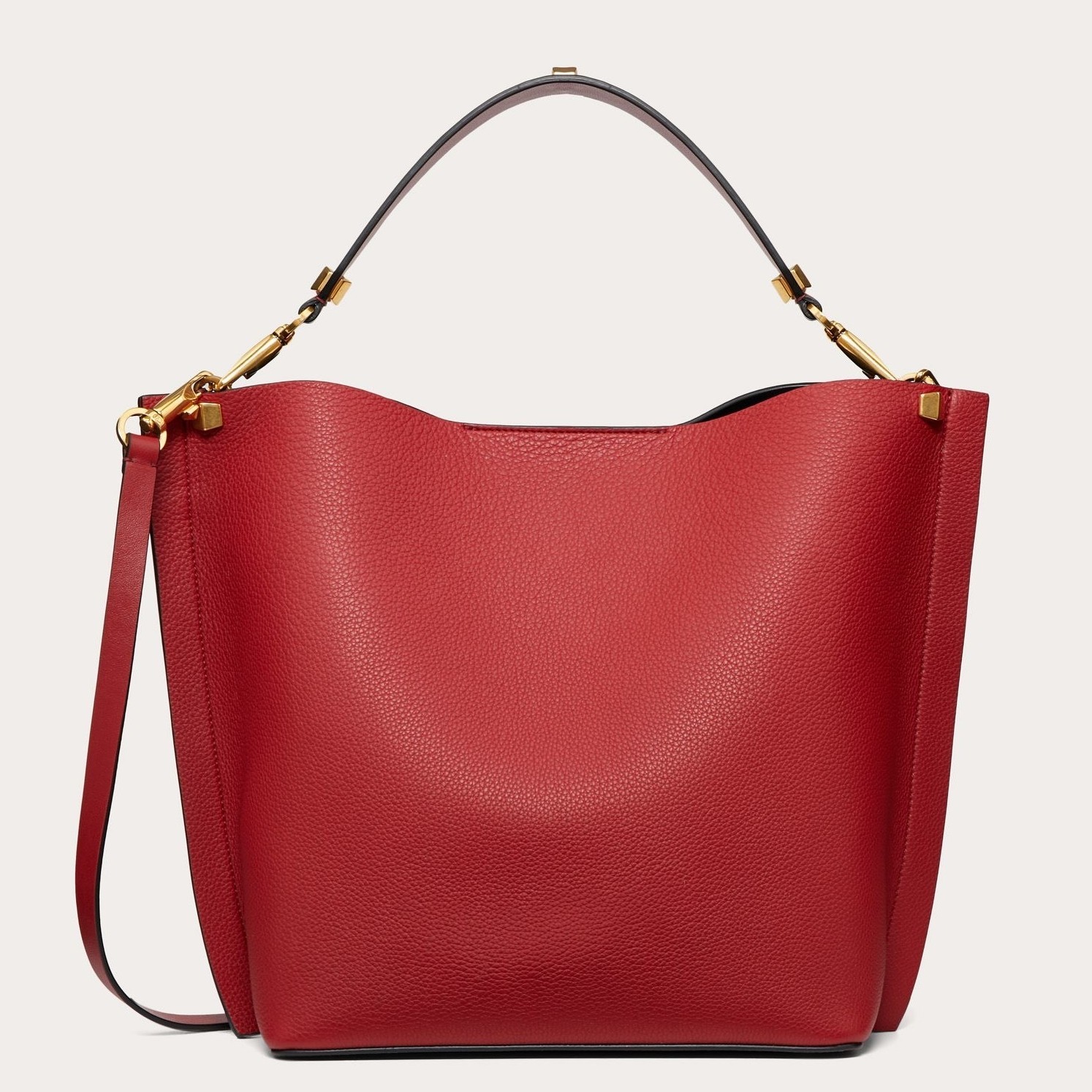 Valentino Escape Hobo Bag In Red Grained Calfskin 103