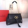 Valentino Medium VRing Chain Bag In Black Grainy Calfskin 147