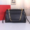 Valentino Medium VRing Chain Bag In Black Grainy Calfskin 147