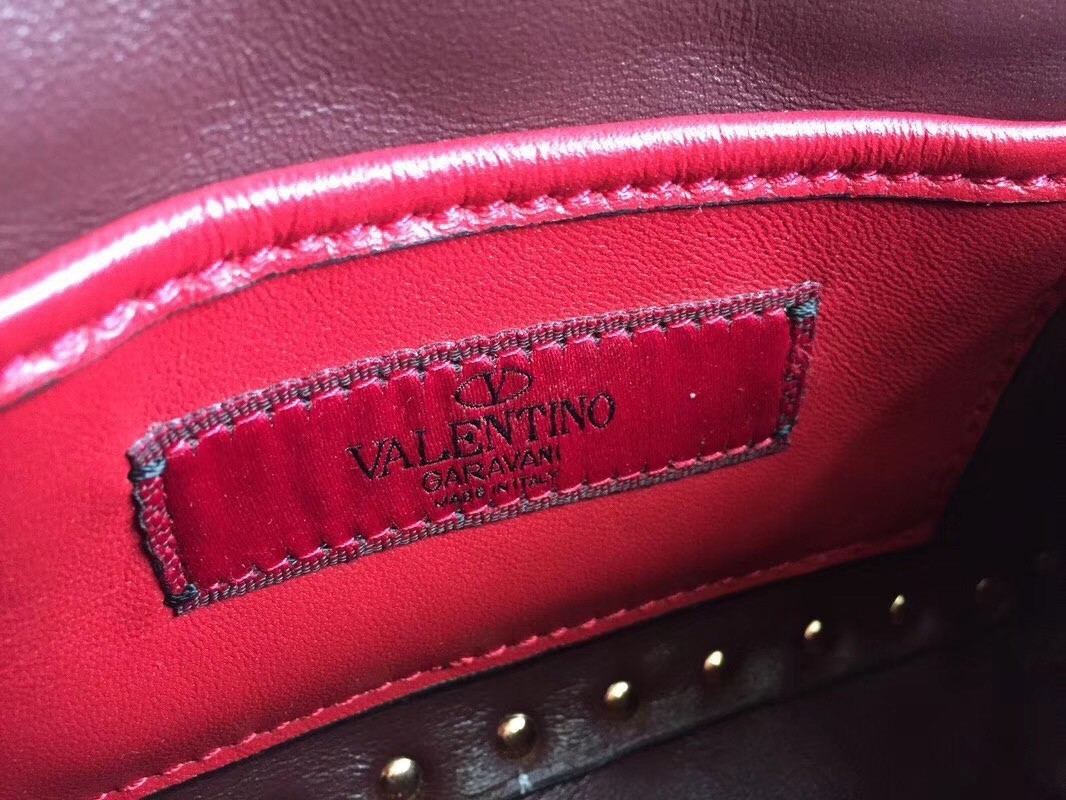 Valentino Rockstud Spike Small Bag In Bordeaux Lambskin 643