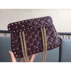 Valentino Rockstud Spike Small Bag In Bordeaux Lambskin 643