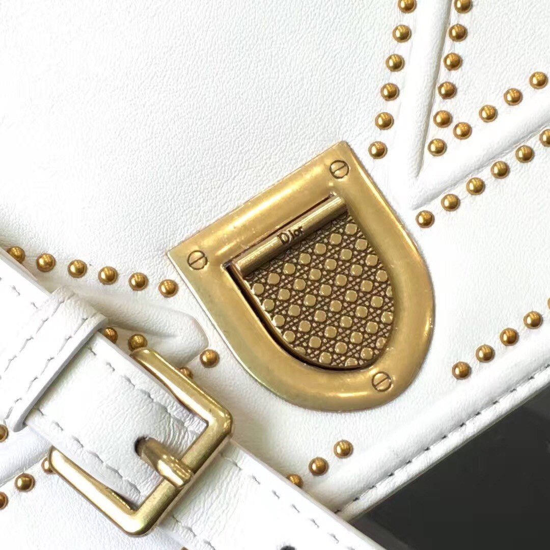 Dior Diorama Bag In White Studded Lambskin 888