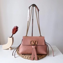 Valentino Small Vring Handbag In Pink Buffalo Leather 667