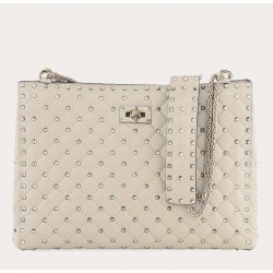 Valentino White Rockstud Spike Tote Bag 785