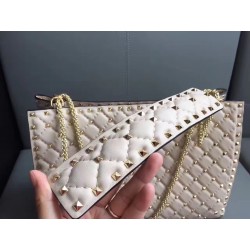 Valentino White Rockstud Spike Tote Bag 785