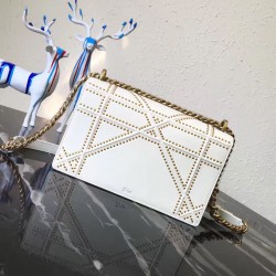 Dior Diorama Bag In White Studded Lambskin 888