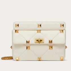 Valentino Roman Stud Chain Bag In Ivory Lambskin 842