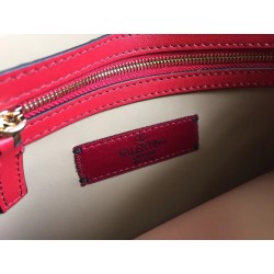 Valentino Rockstud Medium Clutch In Red Calfskin  129