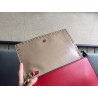 Valentino Rockstud Medium Clutch In Red Calfskin  129